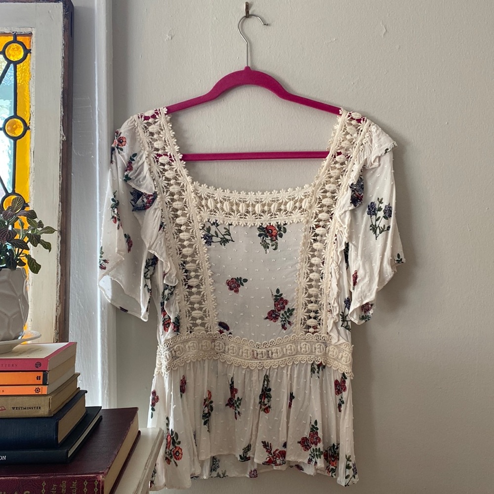 anthropologie eri + ali floral romantic top! - Picture 2 of 9